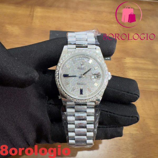 Rolex Day-Date 228349RBR Custom Moissanite Bezel Paved Moissanite Dial GMF V3 Miglior Replica 40mm Orologio - immagine 8
