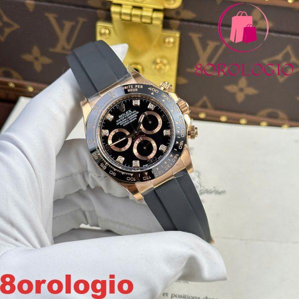 Rolex Cosmograph Daytona 116515LN Oro Rosa Quadrante Nero con Diamanti Cinturino Oysterflex 1:1 Migliore Replica Clean Factory 40mm Orologio - immagine 6