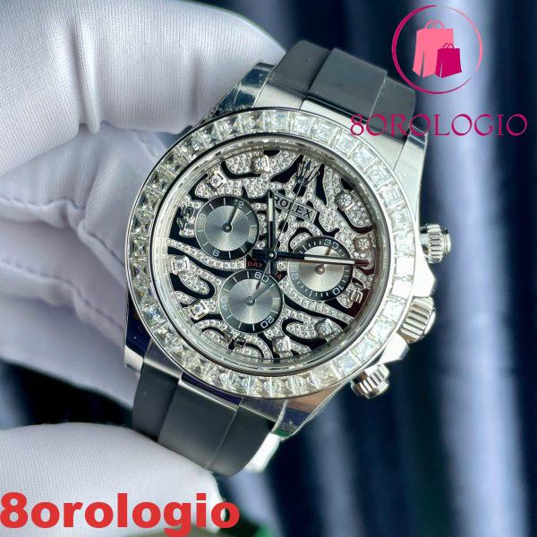Rolex Daytona 'Eye Of The Tiger' 116589TBR Custom Moissanite Cinturino in Gomma Migliore Replica 40mm Orologio - immagine 4