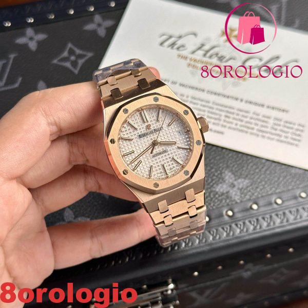 Audemars Piguet Royal Oak 15450OR Oro Rosa Quadrante Bianco Replica IP Factory 37mm Orologio - immagine 4