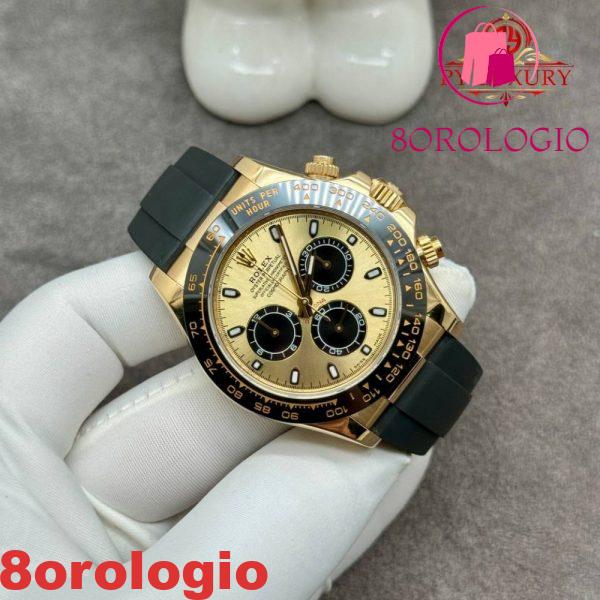 Rolex Daytona 116518 Pikachu replica in oro massiccio 18K con cinturino in gomma Oysterflex 40mm Orologio - immagine 3