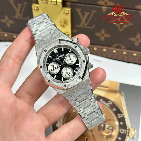Replica Audemars Piguet Royal Oak Chronograph 26239BC Frosted White Gold Quadrante Nero Super Clone APSF 41mm Orologio - immagine 8