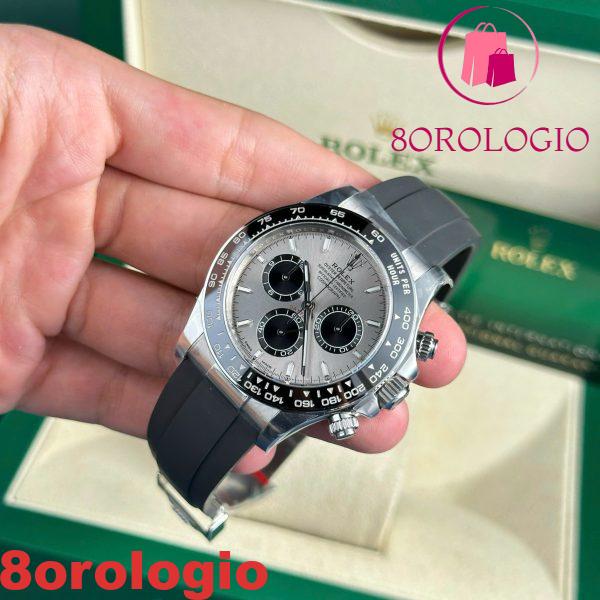 Replica Rolex Daytona 126519-0006 Acciaio & Quadrante Nero Lucido Cinturino in Gomma Oysterflex Clean Factory 40mm Orologio - immagine 8