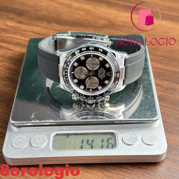 Rolex Daytona 126519LN-0004 Bright Black & Steel Quadrante con Diamanti Oysterflex 142g Replica Super Clone 40mm Orologio - immagine 7