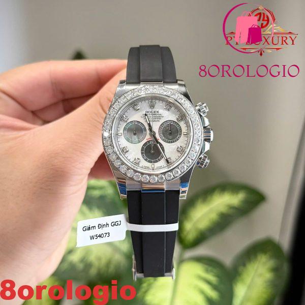 Rolex Daytona 126589RBR-0001 Custom Quadrante in Madreperla Bianca e Nera Ghiera in Moissanite Oysterflex Replica 1:1 Migliore 40mm Orologio - immagine 3