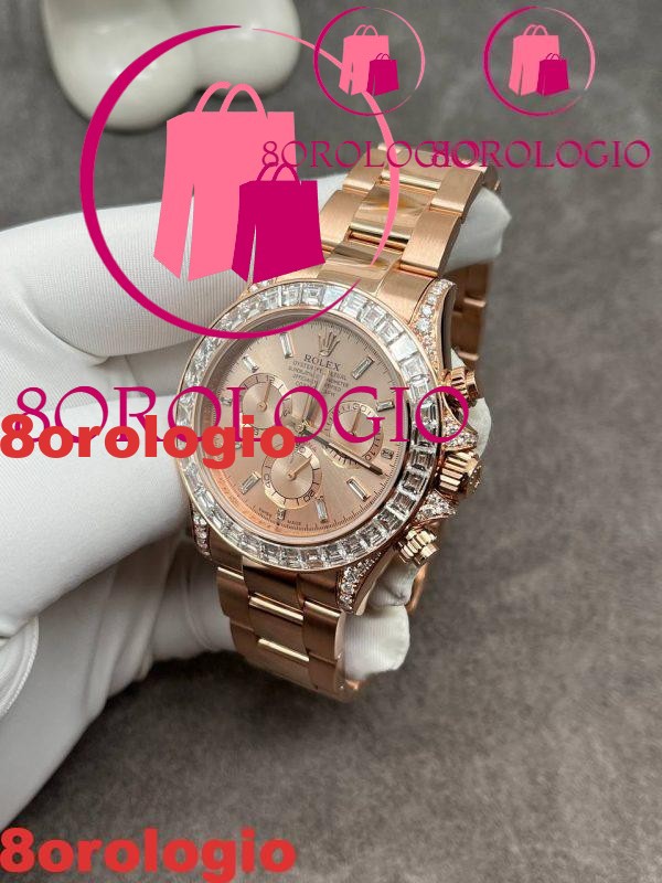 Replica Rolex Daytona 126595TBR-0001 Quadrante Sundust con Diamanti Personalizzato in Oro Rosa Massiccio 18K Diamanti Taglio Baguette 40mm Orologio - immagine 3