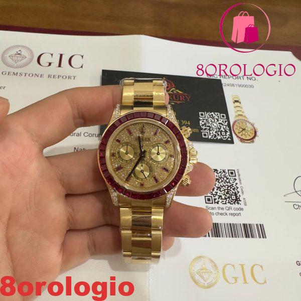 Rolex Daytona 126598TRU Replica Personalizzato 18K Oro Massiccio Rubini Naturali Diamanti Naturali 40mm Orologio - immagine 26