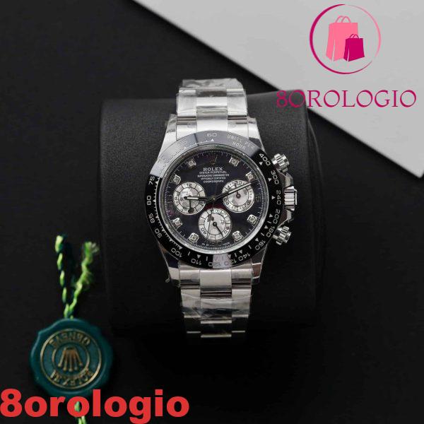 Rolex Daytona Quadrante Nero MOP Indici Personalizzati in Moissanite Bracciale Oyster Migliore Replica 40mm Orologio - immagine 5