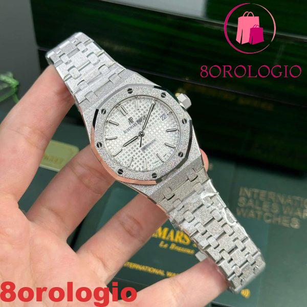 Audemars Piguet Royal Oak 15454BC Frosted White Gold White Dial Migliore Replica APSF 37mm Orologio - immagine 4