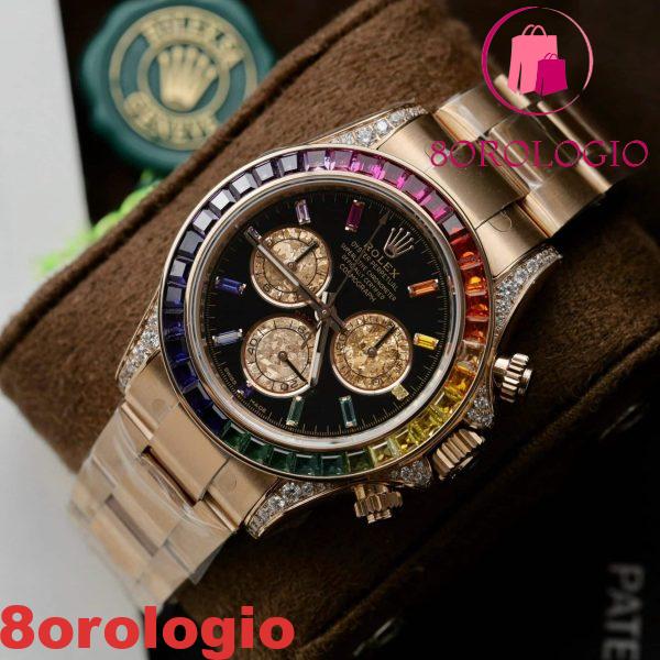 Rolex Daytona Rainbow 116595 Oro Rosa Calibro 4130 Super Replica 40mm Orologio - immagine 6