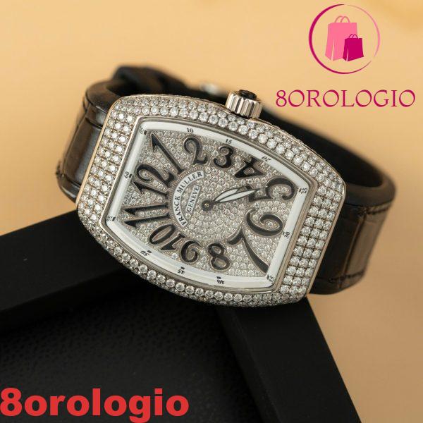 Franck Muller Vanguard V32 Black Full Moissanite Diamonds Miglior Replica ABF 32mm Orologio - immagine 4