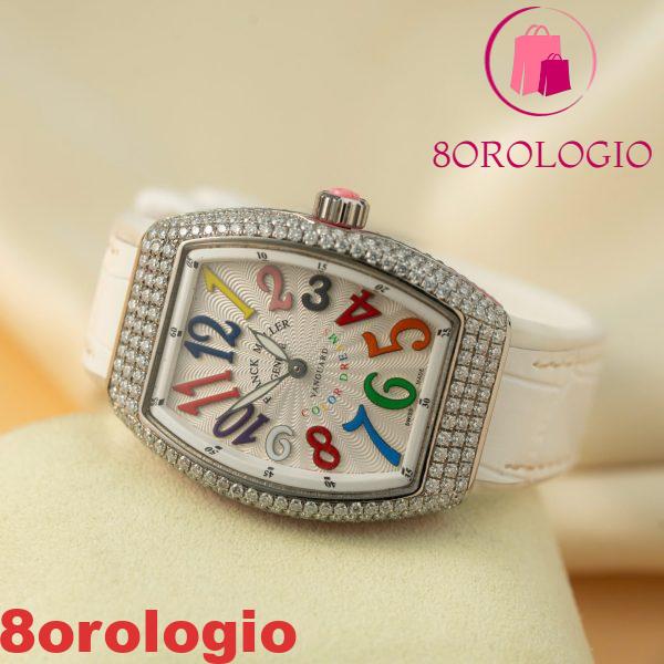 Franck Muller Vanguard V32 QZ.BLC Color Dream Quadrante Bianco Custom Moissanite Migliore Replica ABF 32mm Orologio - immagine 4