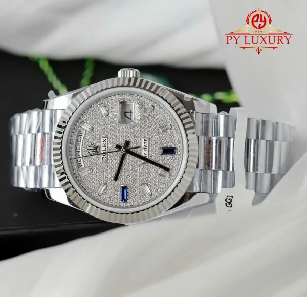 Rolex Day-Date 228236-0009 Quadrante in Moissanite Personalizzato 1:1 Migliore Replica QF 40mm Orologio - immagine 5