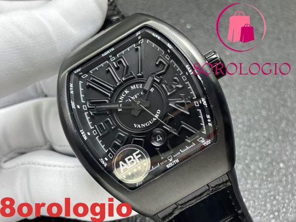 Franck Muller Vanguard V45 Black DLC Quadrante Nero Cinturino in Pelle 1:1 Replica Migliore Edizione ABF 45mm Orologio - immagine 3