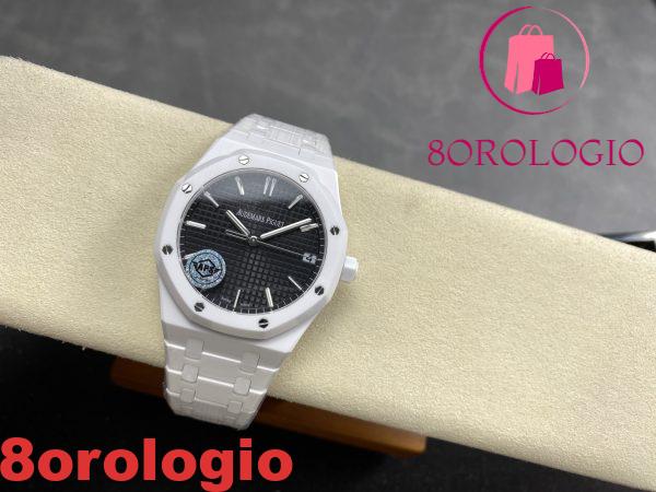 Audemars Piguet Royal Oak 15500 Ceramica Bianca Quadrante Nero Replica 1:1 Super Clone APSF 41mm Orologio - immagine 4