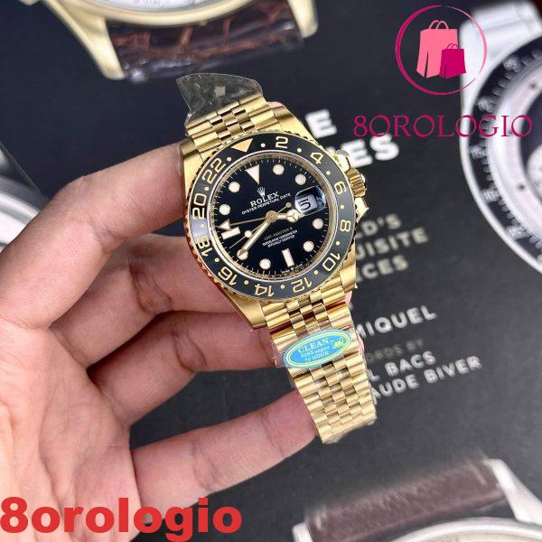 Replica Rolex GMT-Master II 126718GRNR-0001 Oro Giallo Quadrante Nero Jubilee 1:1 Clean Factory 40mm Orologio - immagine 5