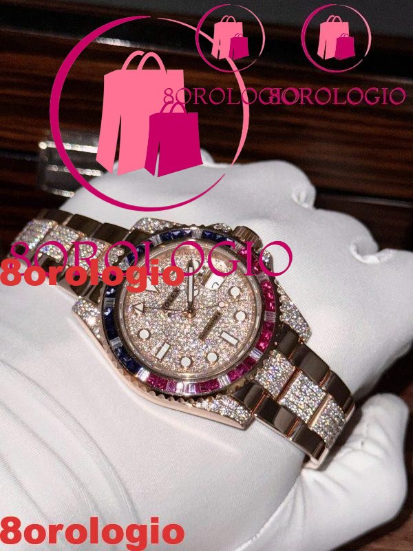 Rolex GMT-Master II 126755SARU-DIAO Replica 18K Oro Personalizzato Moissanite Rubino & Zaffiro Lunetta 40mm Orologio - immagine 3