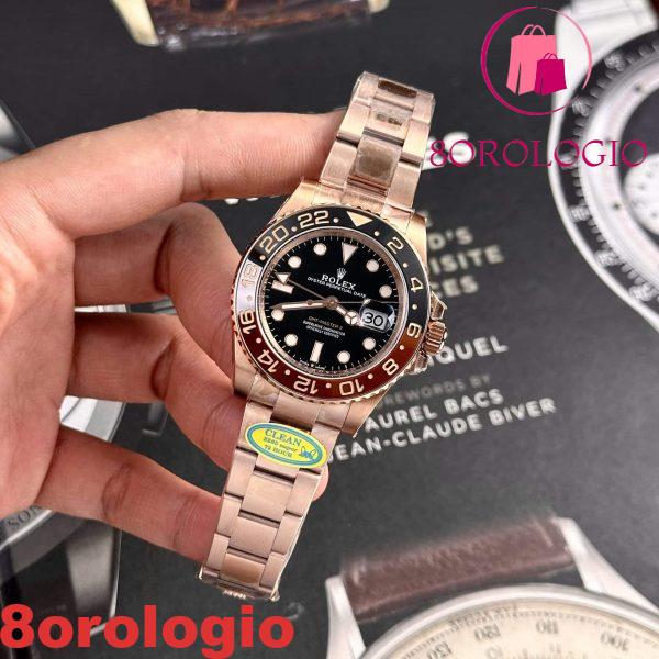 Rolex GMT-Master II Root Beer Oro Rosa Quadrante Nero Replica di Alta Qualità Clean Factory 40mm Orologio - immagine 4