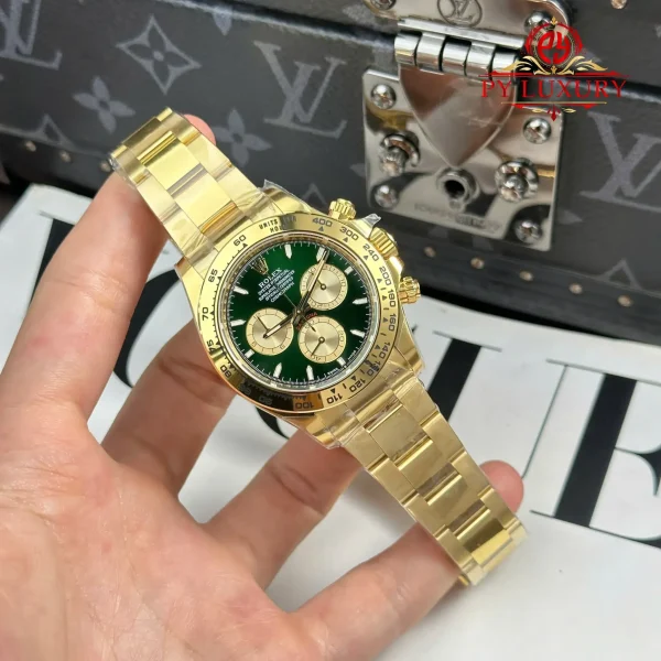 Rolex Daytona 126508 Oro Giallo Quadrante Verde & Oro Replica 1:1 THBF 40mm Orologio - immagine 6