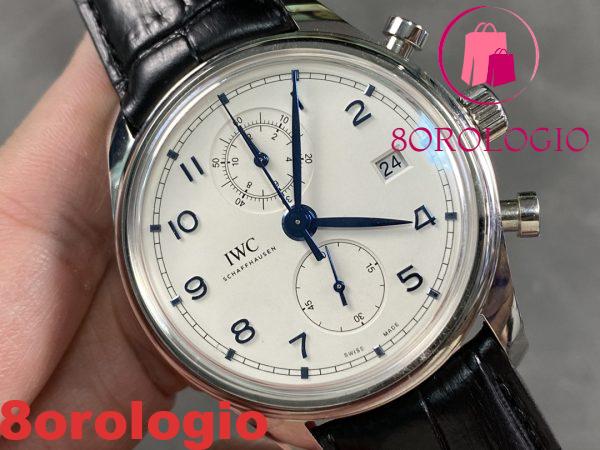 IWC Portugieser Chronograph Classic IW390302 Quadrante Bianco Cinturino in Pelle Replica Migliore APSF 42mm Orologio - immagine 3