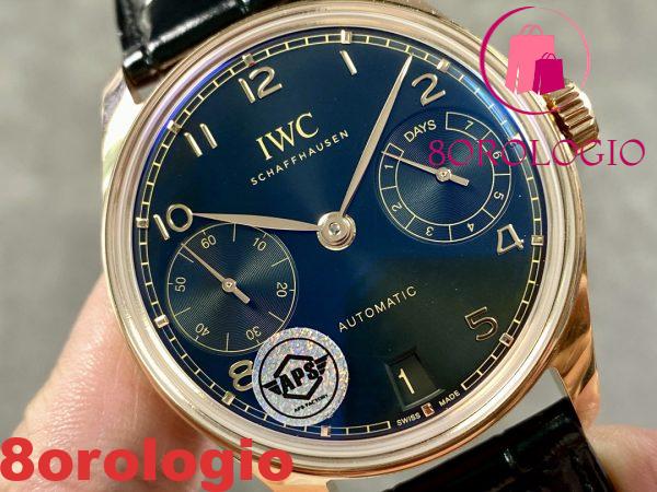 IWC Portugieser IW500713 Oro Rosa Quadrante Blu Cinturino in Pelle Migliore Replica APSF 42mm Orologio - immagine 3