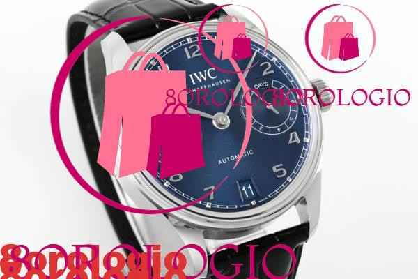 IWC Portugieser IW501704 Automatico Quadrante Blu Cinturino in Pelle Nera Miglior Replica APSF 42mm Orologio - immagine 4