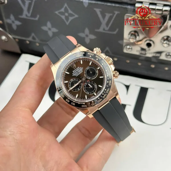 Rolex Daytona 126515LN-0010 Oro Rosa Quadrante Cioccolato e Nero Oysterflex Replica 1:1 THBF 40mm Orologio - immagine 4