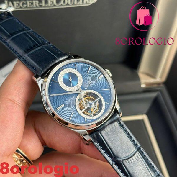 Jaeger-LeCoultre Master Ultra Thin Tourbillon Quadrante Blu Pelle Migliore Replica APSF 40mm Orologio - immagine 5