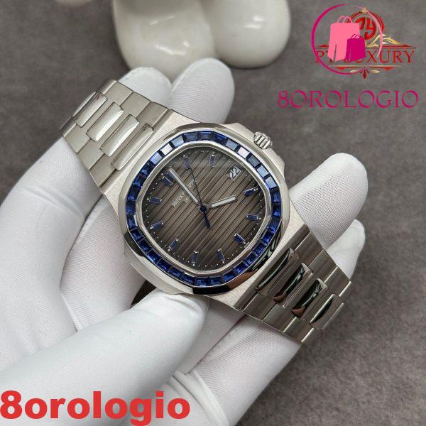 Replica Patek Philippe Nautilus 5711/111P-001 Zaffiro Blu Personalizzato 1:1 Platino Reale 40mm Orologio - immagine 3