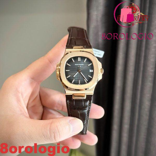 Patek Philippe Nautilus 5711R-001 Quadrante Grigio Cinturino in Pelle Placcato Oro 18K Replica 1:1 40mm Orologio - immagine 3