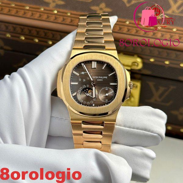 Patek Philippe Nautilus 5712/1R Quadrante Marrone Oro Rosa 18K Avvolto Modificato Opzioni Massime Replica Migliore 1:1 40mm Orologio - immagine 3