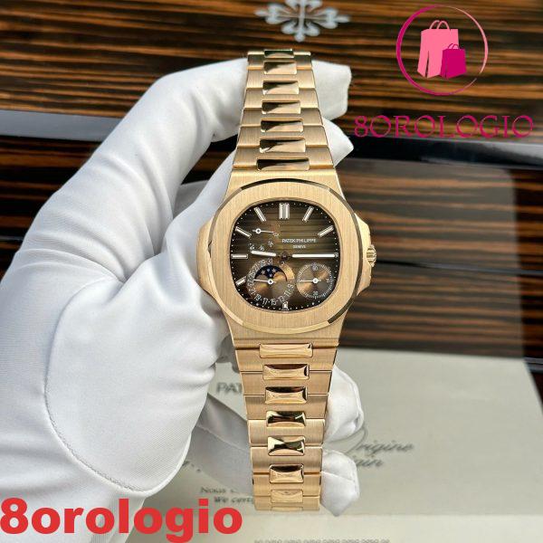 Patek Philippe Nautilus 5712/1R-001 Quadrante Marrone Oro Massiccio 18K replica CNC su Misura 40mm Orologio - immagine 3