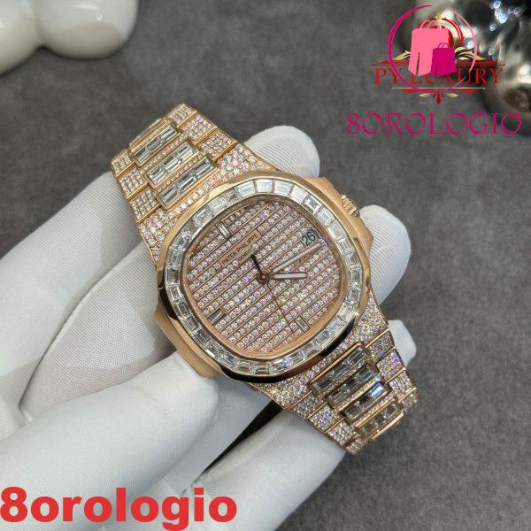 Replica Patek Philippe Nautilus 5719/10R-010 1:1 in Oro Rosa Massiccio 18K con Diamanti 40mm Orologio - immagine 3