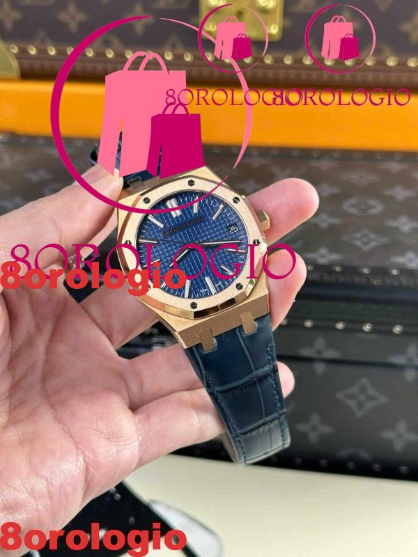 Audemars Piguet Royal Oak 15510OR 50th Anniversary Quadrante Blu Pelle Migliore Replica APSF 41mm Orologio - immagine 4