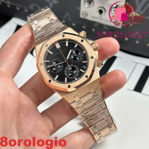 Audemars Piguet Royal Oak 26240OR Chronograph Oro Rosa Quadrante Nero 1:1 Migliore Replica APSF 41mm Orologio - immagine 7