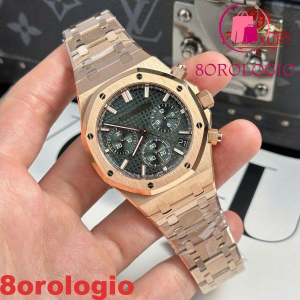 Audemars Piguet Royal Oak 26240OR Chronograph Oro Rosa Quadrante Verde 1:1 Miglior Replica APSF 41mm Orologio - immagine 7