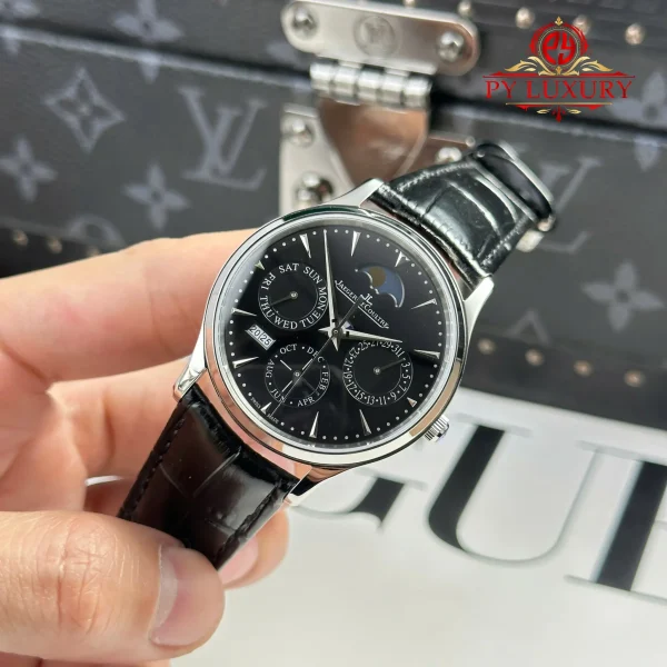 Jaeger LeCoultre Master Ultra Thin Calendario Perpetuo Quadrante Nero Cinturino in Pelle Miglior Replica VR Factory 39mm Orologio - immagine 3
