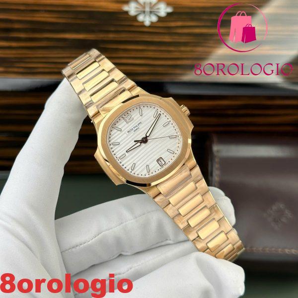Patek Philippe Nautilus 7118/1R-001 Oro Rosa Quadrante Bianco Replica Migliore 3KF 35.2mm Orologio - immagine 3