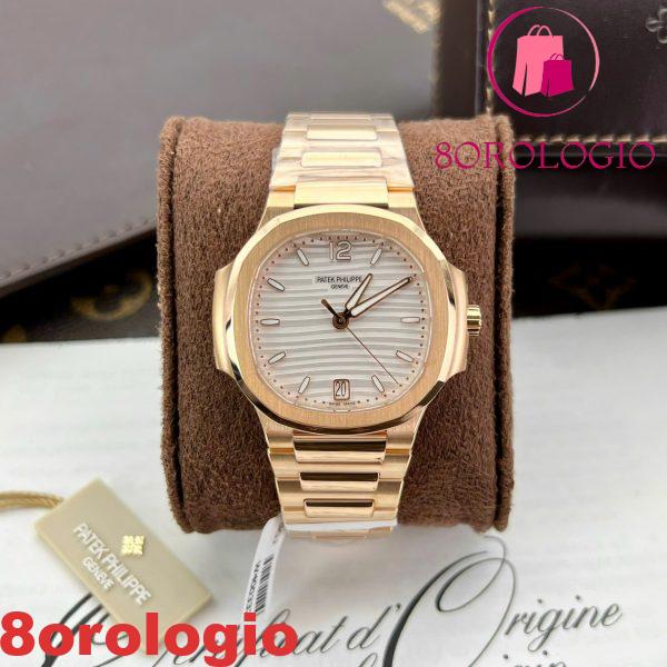 Replica migliore Patek Philippe Nautilus 7118/1R-001 quadrante bianco oro rosa 18K 35,2mm Orologio - immagine 3