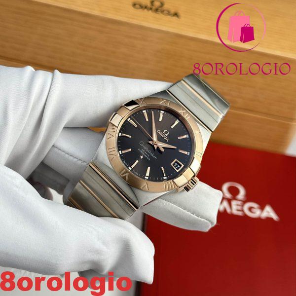 Omega Constellation Co-Axial Due Tono Oro Rosa Quadrante Marrone Replica Migliore 38mm Orologio - immagine 4
