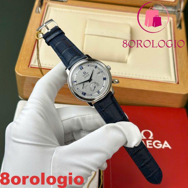 Omega De Ville Prestige Power Reserve Quadrante Grigio Cinturino in Pelle Blu Replica Migliore 39.5mm Orologio - immagine 8
