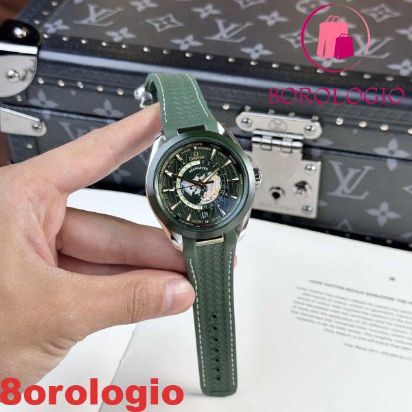 Omega Seamaster Aqua Terra GMT Worldtimer Quadrante Verde Replica Migliore VSF 43mm Orologio - immagine 4