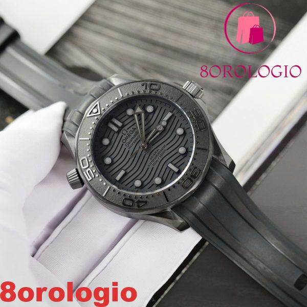 Omega Seamaster Diver 300M Black Black Ceramica Cinturino in Gomma Migliore Replica VSF 43.5mm Orologio - immagine 6