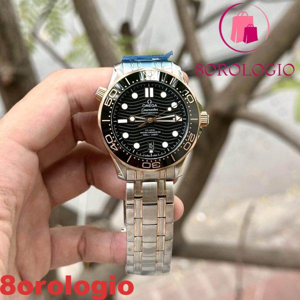 Omega Seamaster Diver 300M Bicolore Oro Rosa Quadrante Nero Miglior Replica 42mm Orologio - immagine 4