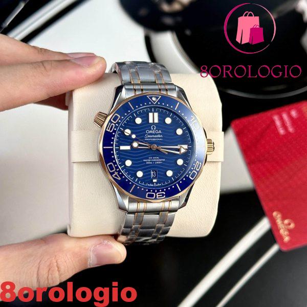 Omega Seamaster Diver 300M Bicolore Oro Giallo Quadrante Blu Replica Migliore 42mm Orologio - immagine 5