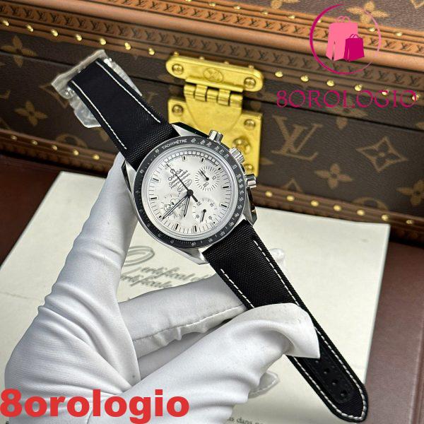 Omega Speedmaster Apollo 13 Silver Snoopy Award Quadrante Bianco Cinturino in Tessuto Replica 42mm Orologio - immagine 5