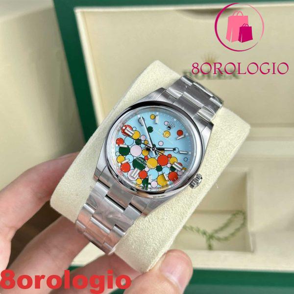Rolex Oyster Perpetual 124300 Quadrante Turchese Motivo Celebration Migliore Replica Clean Factory 41mm Orologio - immagine 5