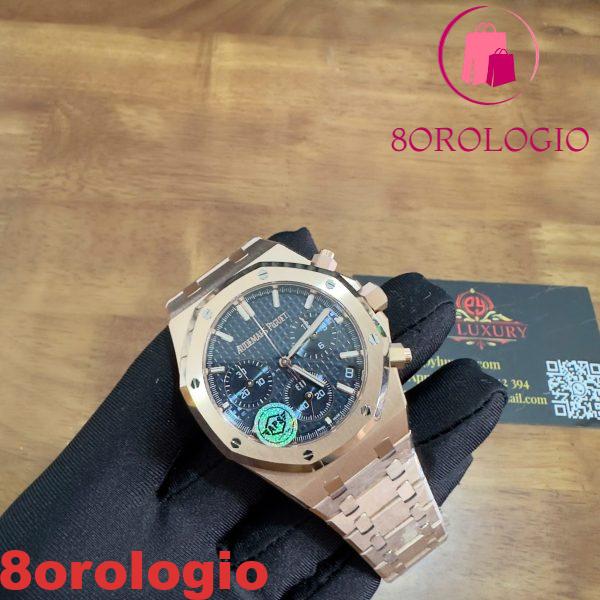 Audemars Piguet Royal Oak Chronograph 26240OR Oro Rosa Quadrante Blu Replica 1:1 Super Clone APSF 41mm Orologio - immagine 7