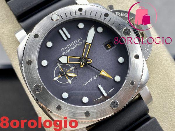 Panerai Submersible GMT Navy Seals PAM 1323 Quadrante Grigio Cinturino in Gomma Miglior Replica VSF 44mm Orologio - immagine 3