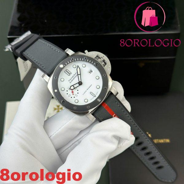 Panerai Submersible Luna Rossa PAM01579 Quadrante Bianco Cinturino in Pelle Migliore Replica VSF 42mm Orologio - immagine 4